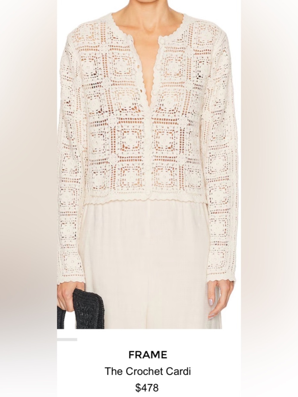 Frame Cream Crochet Cardigan size large
